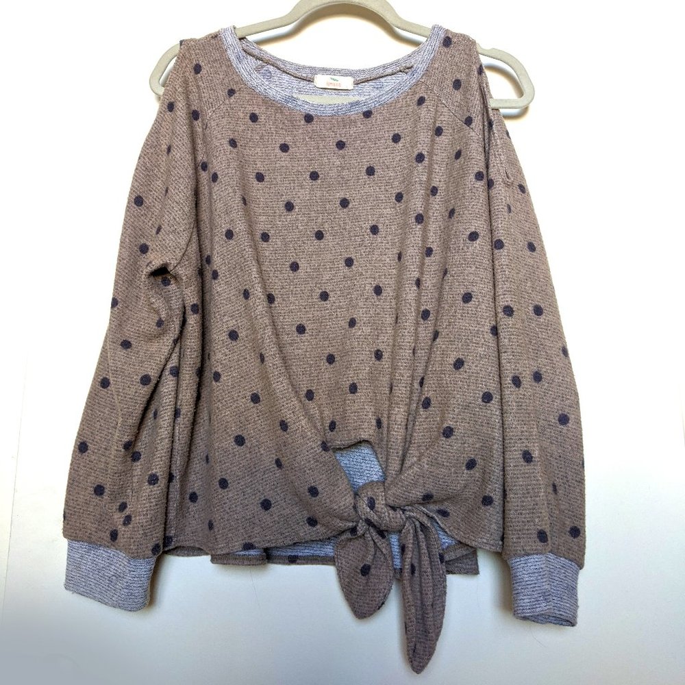 Cozy cold-shoulder Polka Dot Sweater